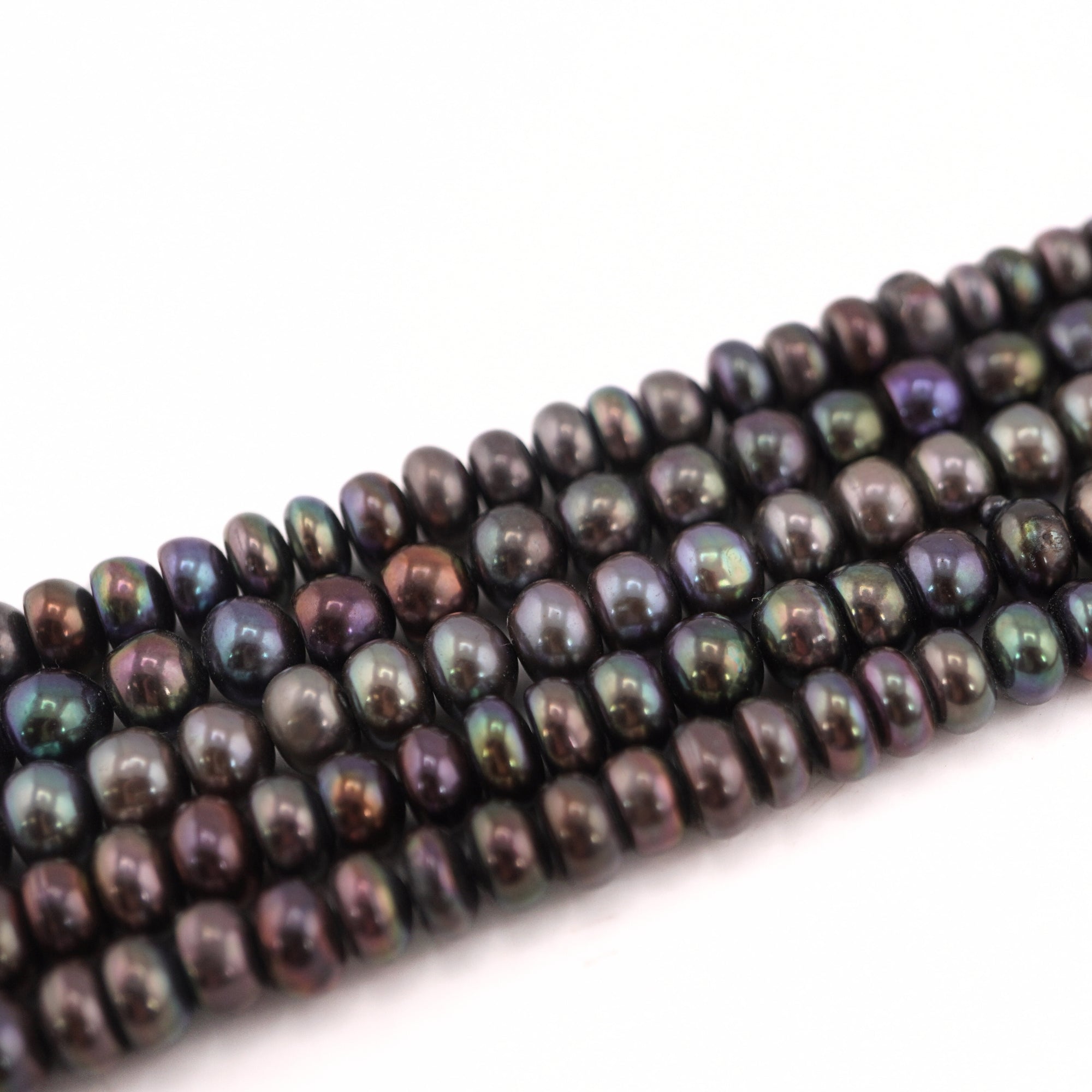 7x6 - 7x4 MM Peacock Button Freshwater Pearl Beads