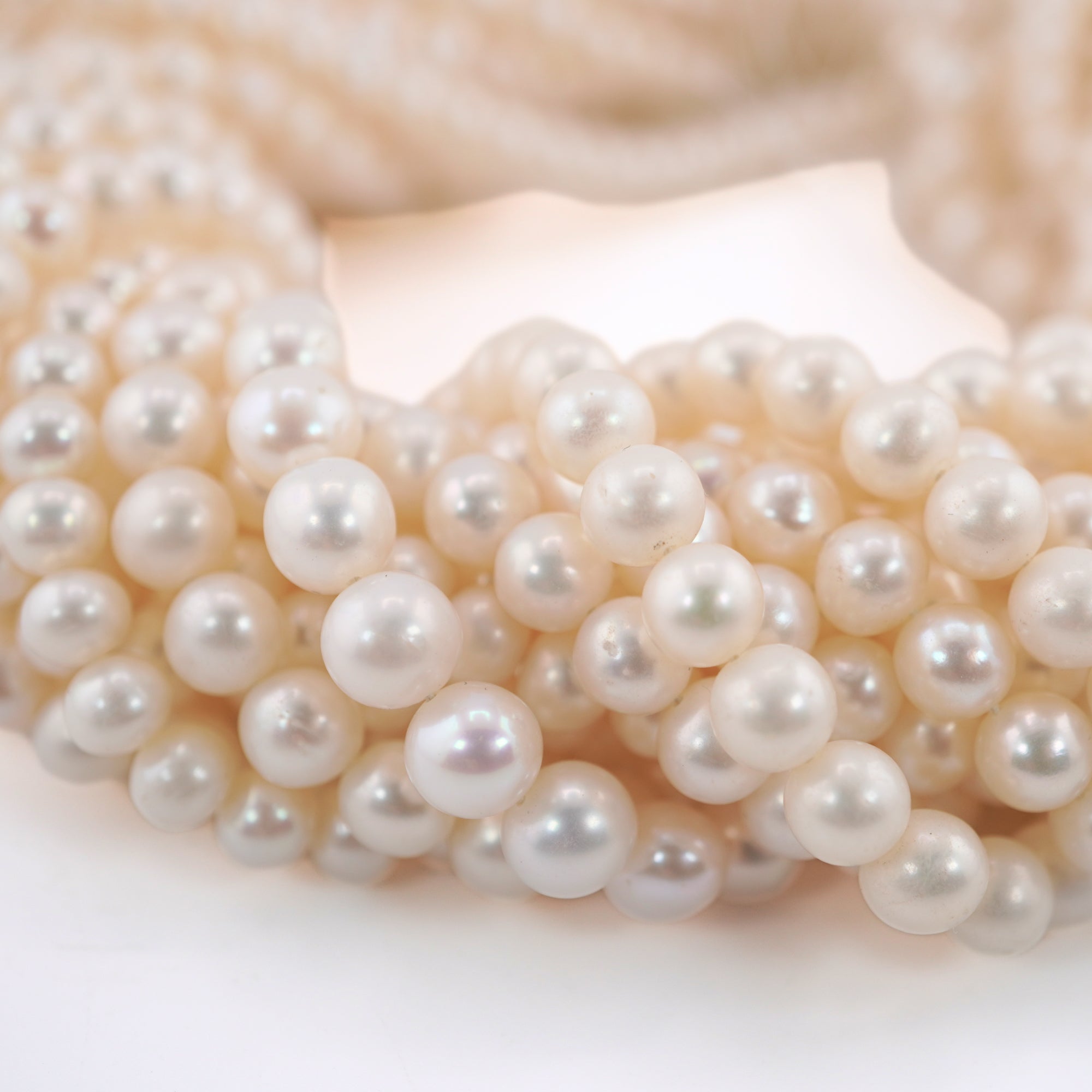 7x6 MM White Freshwater Pearl Beads Wholesale