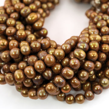 9x8MM Golden Freshwater Pearl Beads