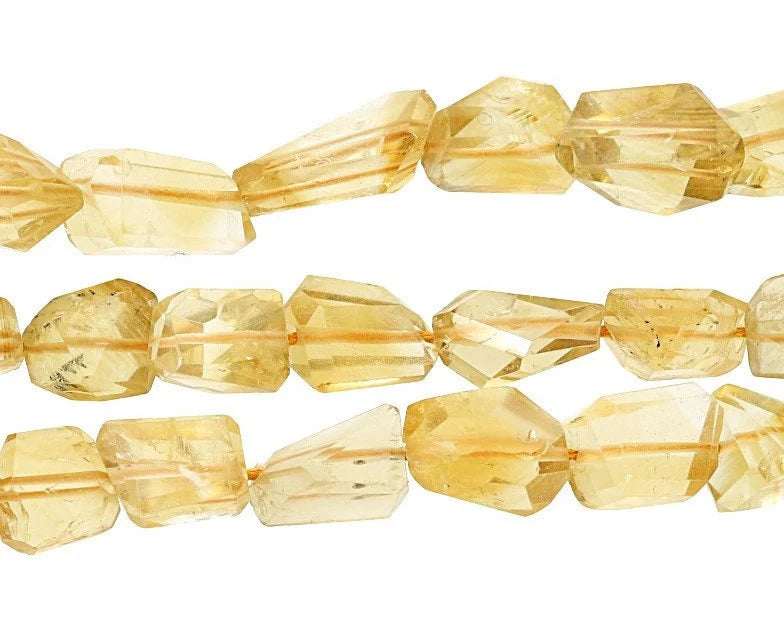 Citrine Step Cut Nugget Shape Loose Gemstone Strand Beads