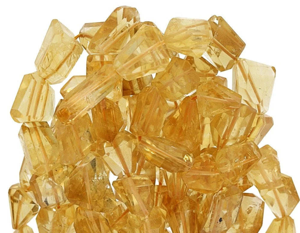 Citrine Step Cut Nugget Shape Loose Gemstone Strand Beads