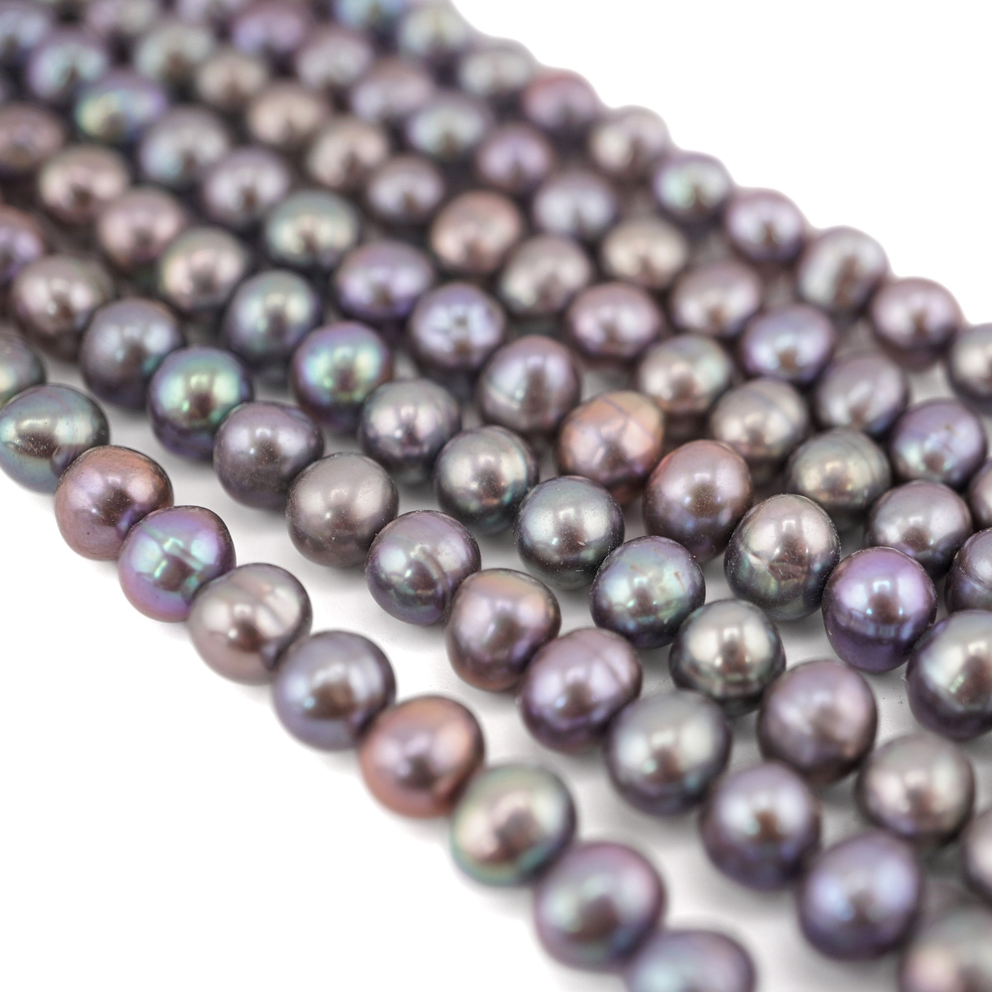 7 x 6 - 6 x 5 MM Peacock Oval Freshwater Pearls Beads