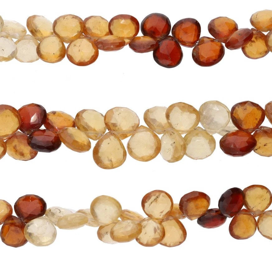 Hessonite Garnet 8 X 7 MM Faceted Heart Shape Gemstone Strand Beads