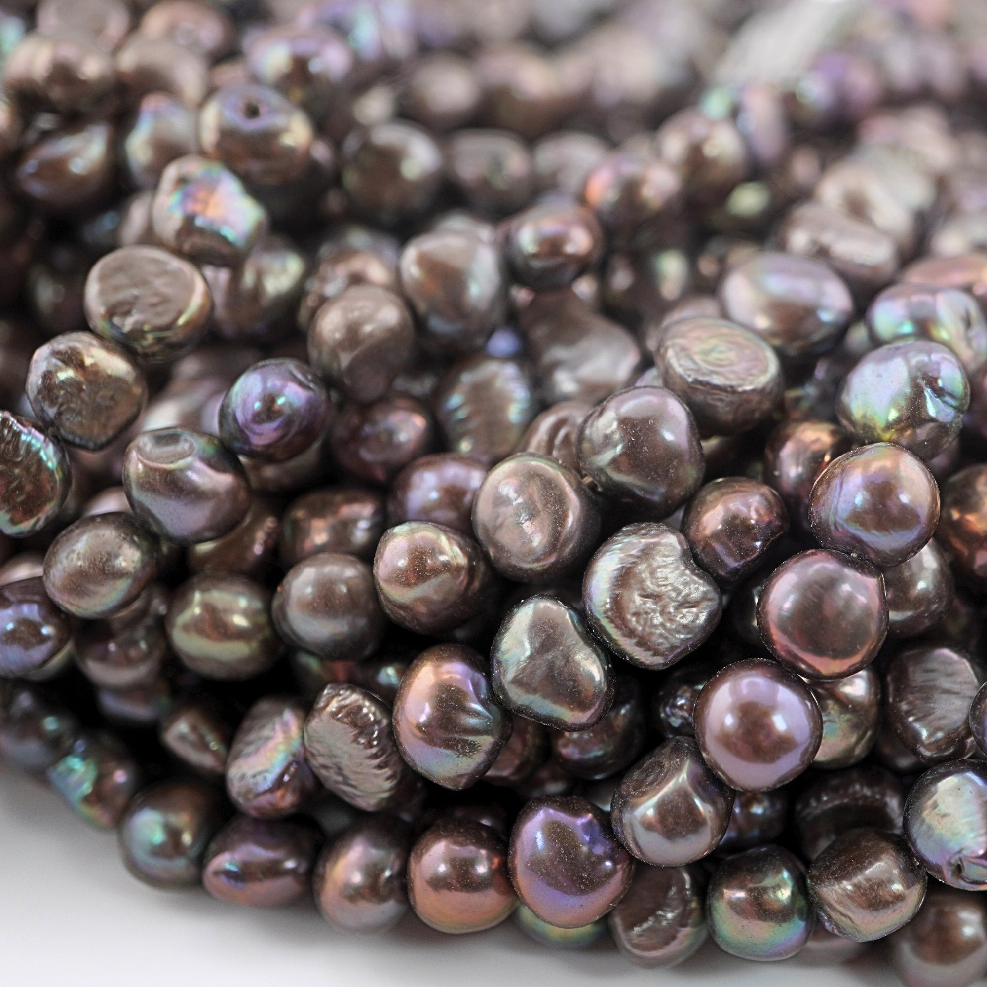 Iridescent Peacock Freshwater Pearl Strands