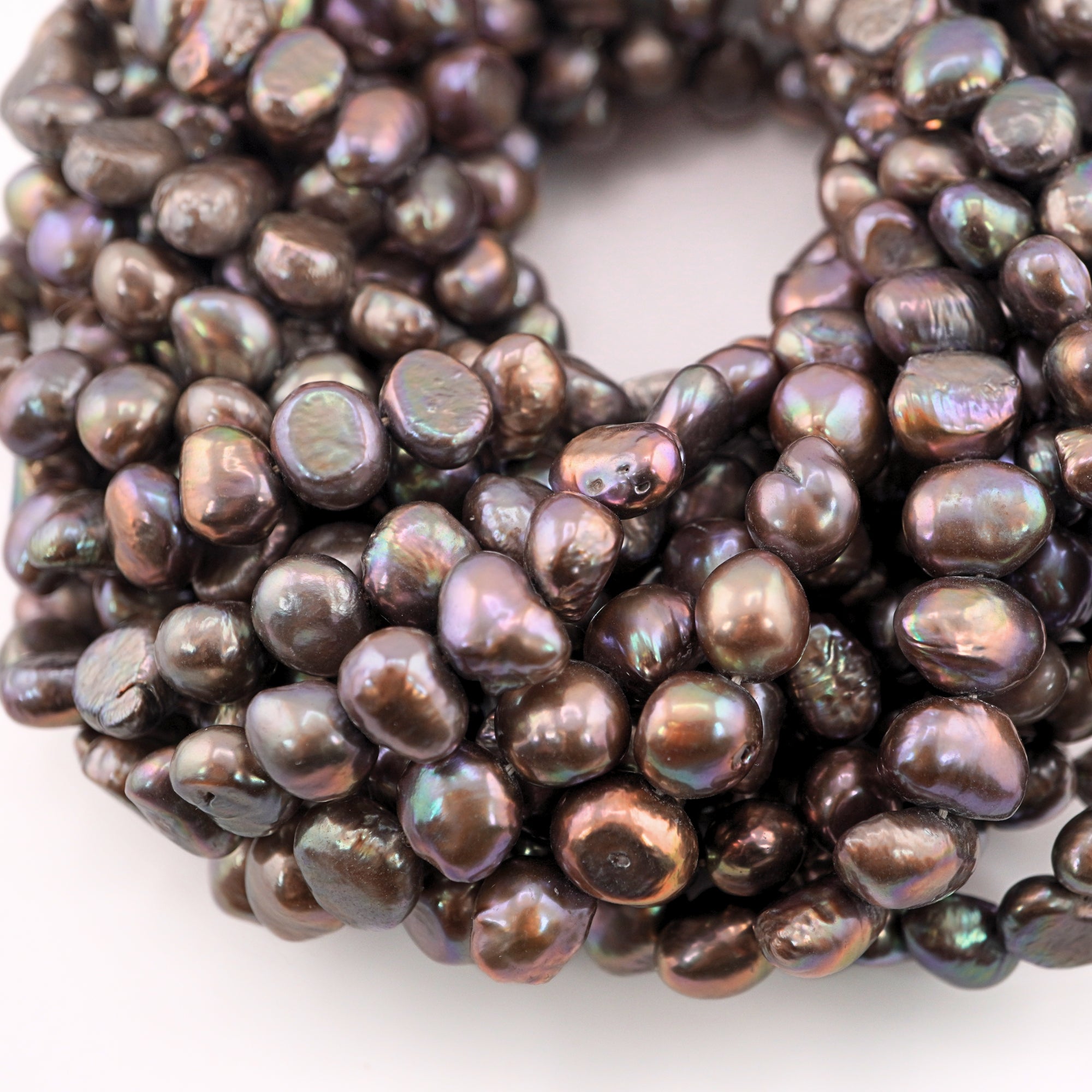 Iridescent Peacock Freshwater Pearl Strands