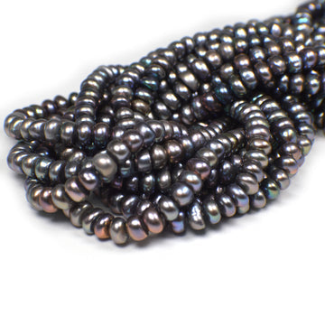 6 - 7 MM Peacock Button / Rondelle Freshwater Pearls Beads