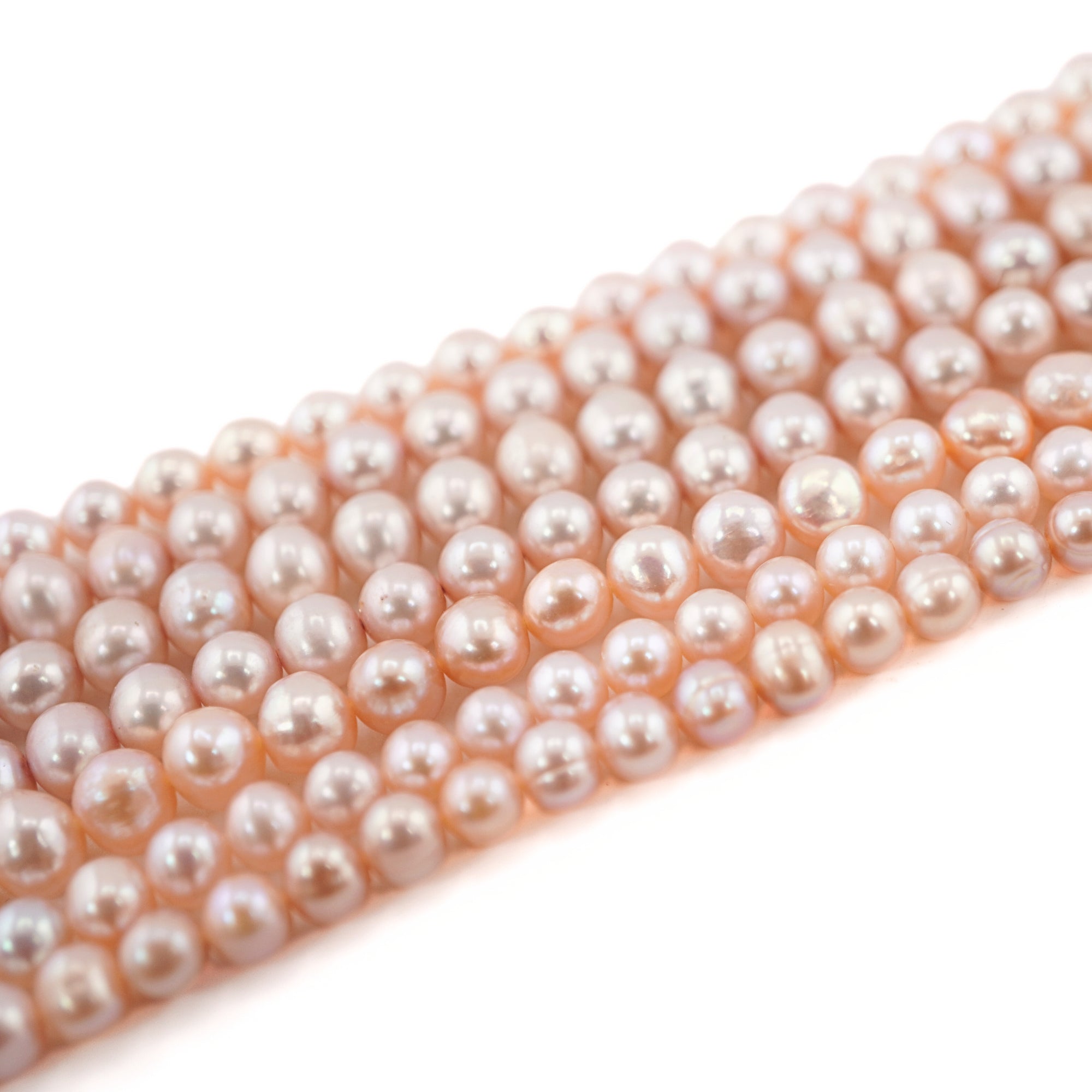 Natural Peach Potato Shape Pearls Gem Beads