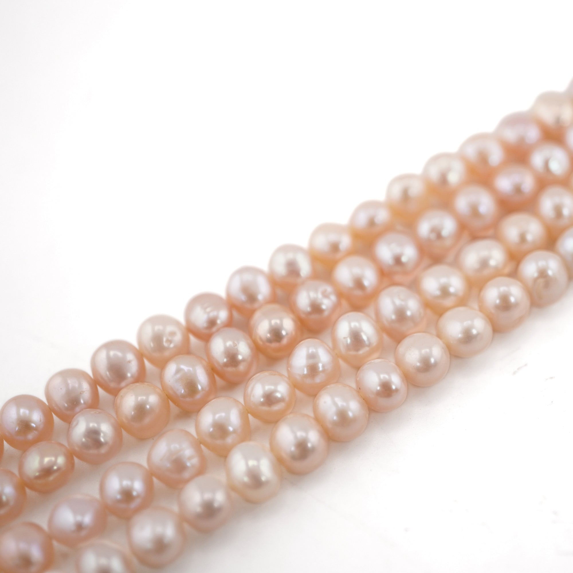 Near Round Peach Pearls Beads