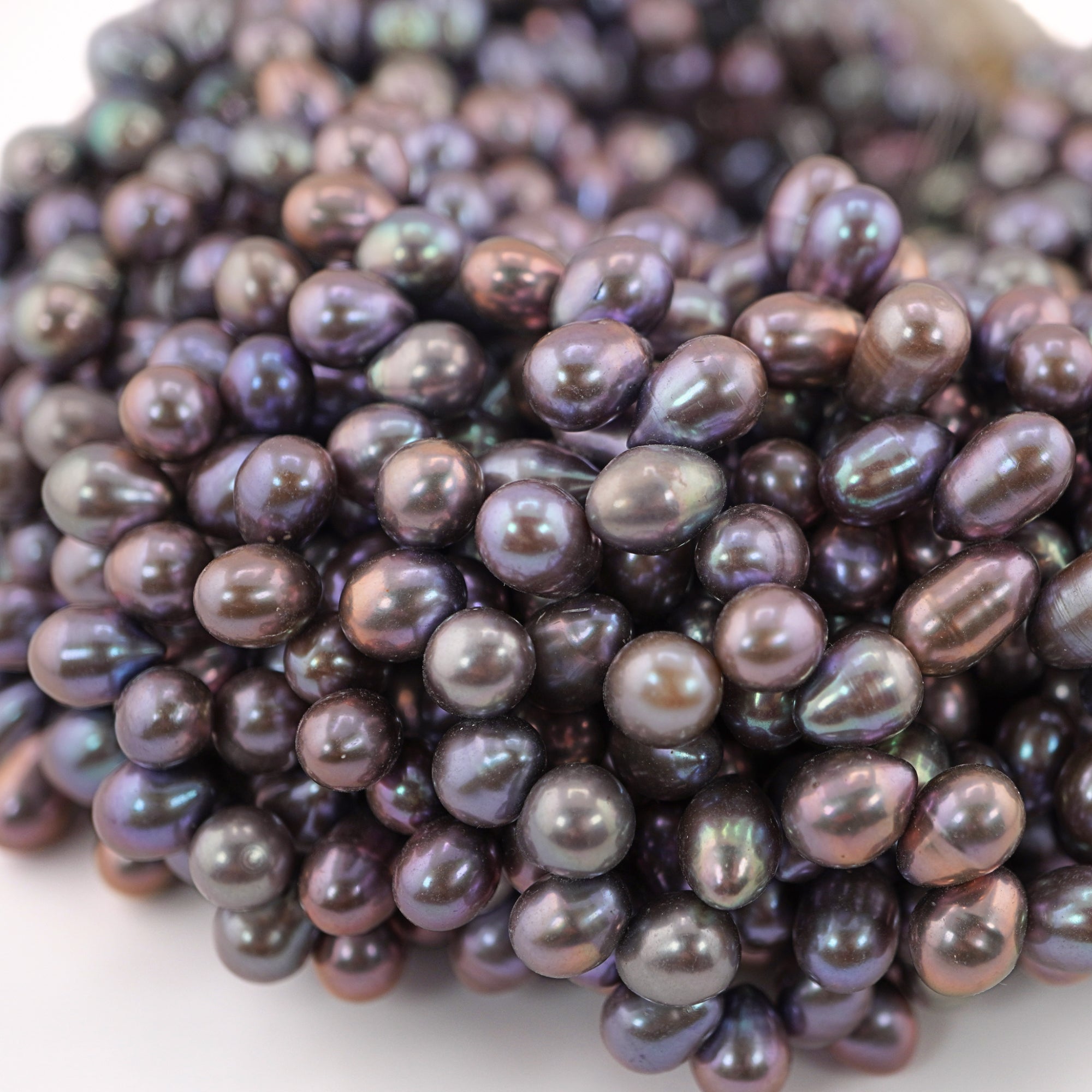 Oval shaped pearl beads