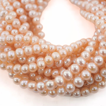 Peach Potato shaped Freshwater Pearls Beads