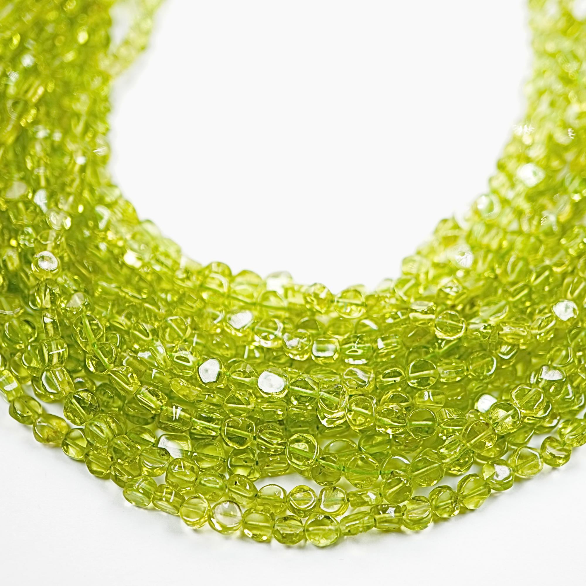 Peridot Smooth Coin Shape Gemstone Strand Beads