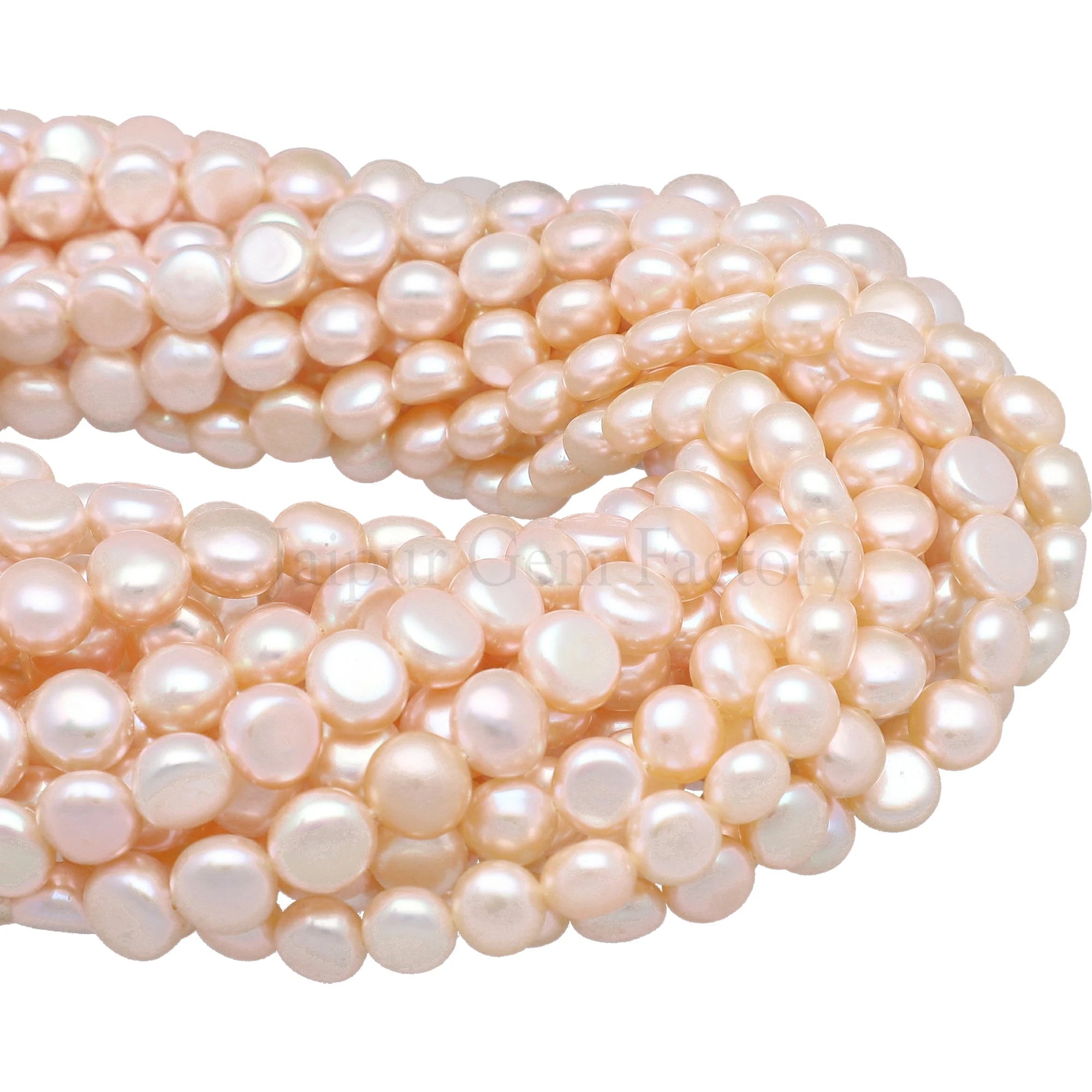 Pink Peach Coin Shape Freshwater Pearls Beads
