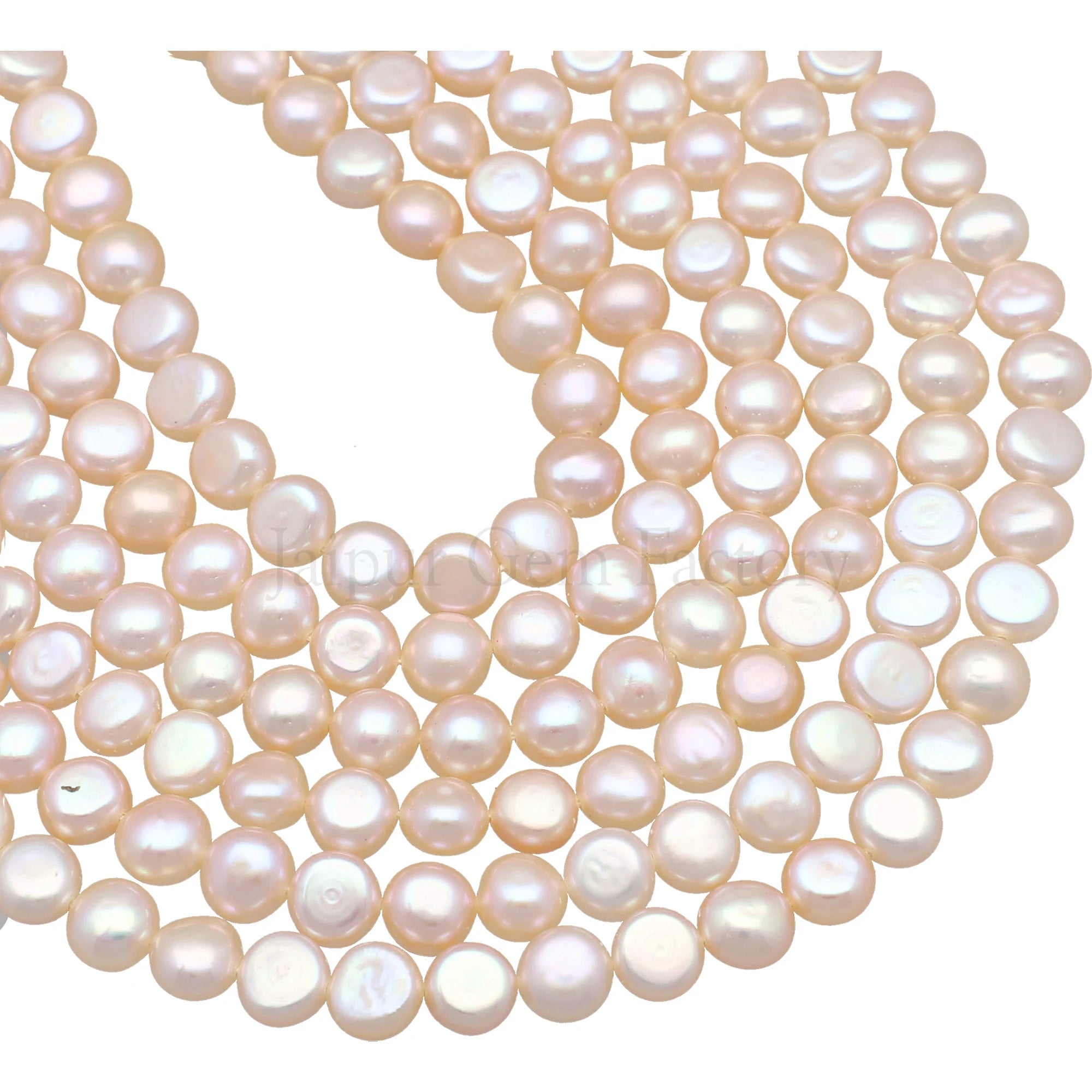 Pink Peach Coin Shape Freshwater Pearls Beads