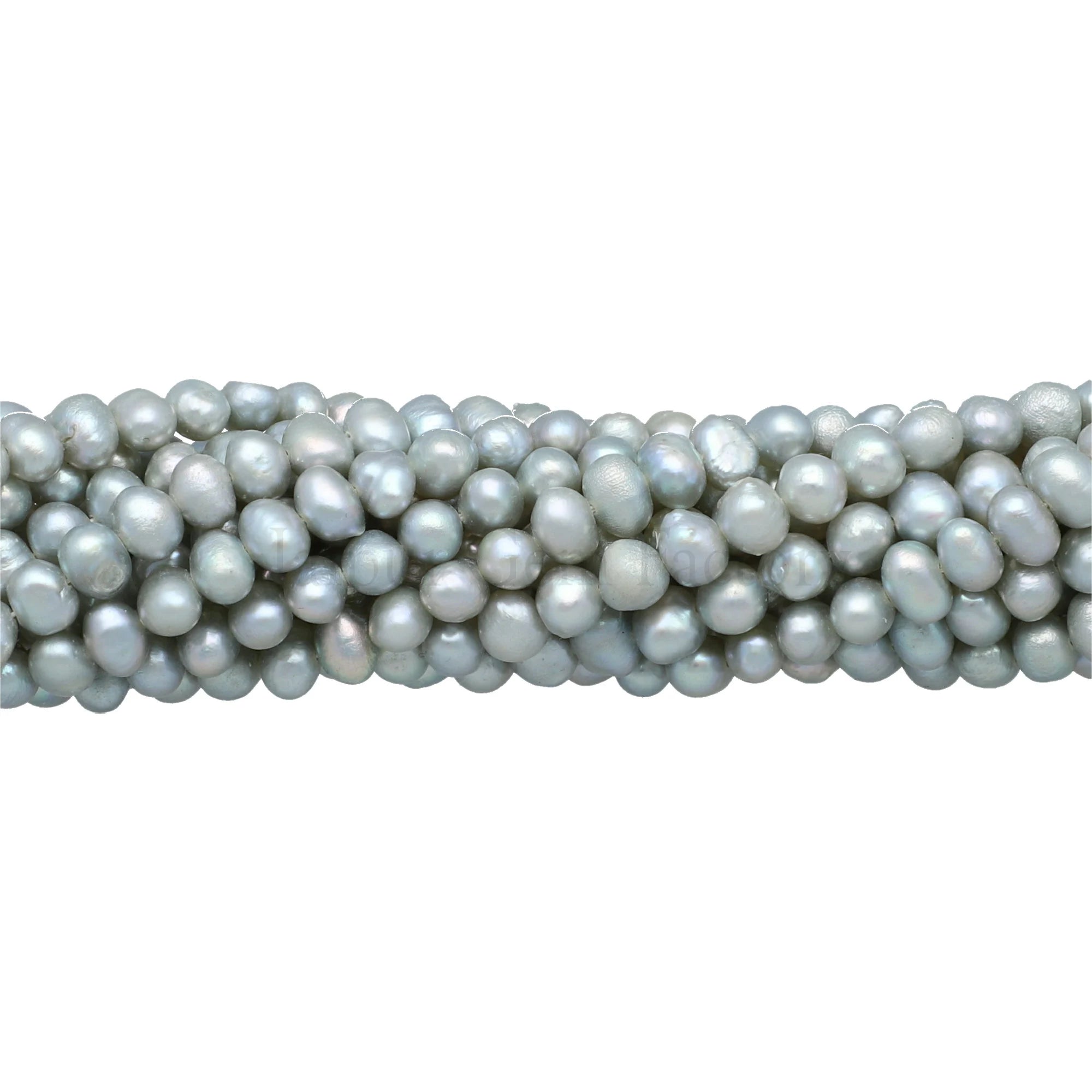 Silver Gray Potato Shape Freshwater Pearls Beads