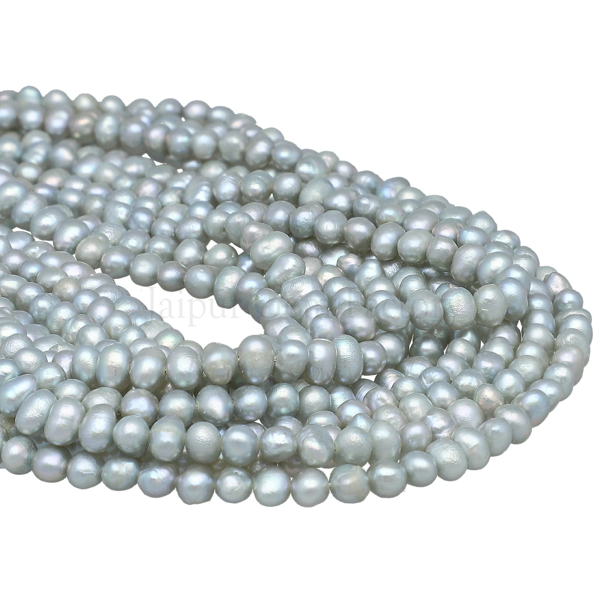 Silver Gray Potato Shape Freshwater Pearls Beads
