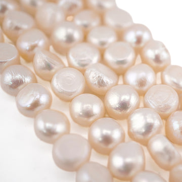 White Button Freshwater Pearl Beads