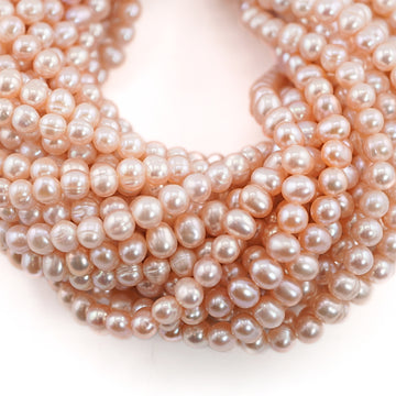 potato shape peach pearls stone