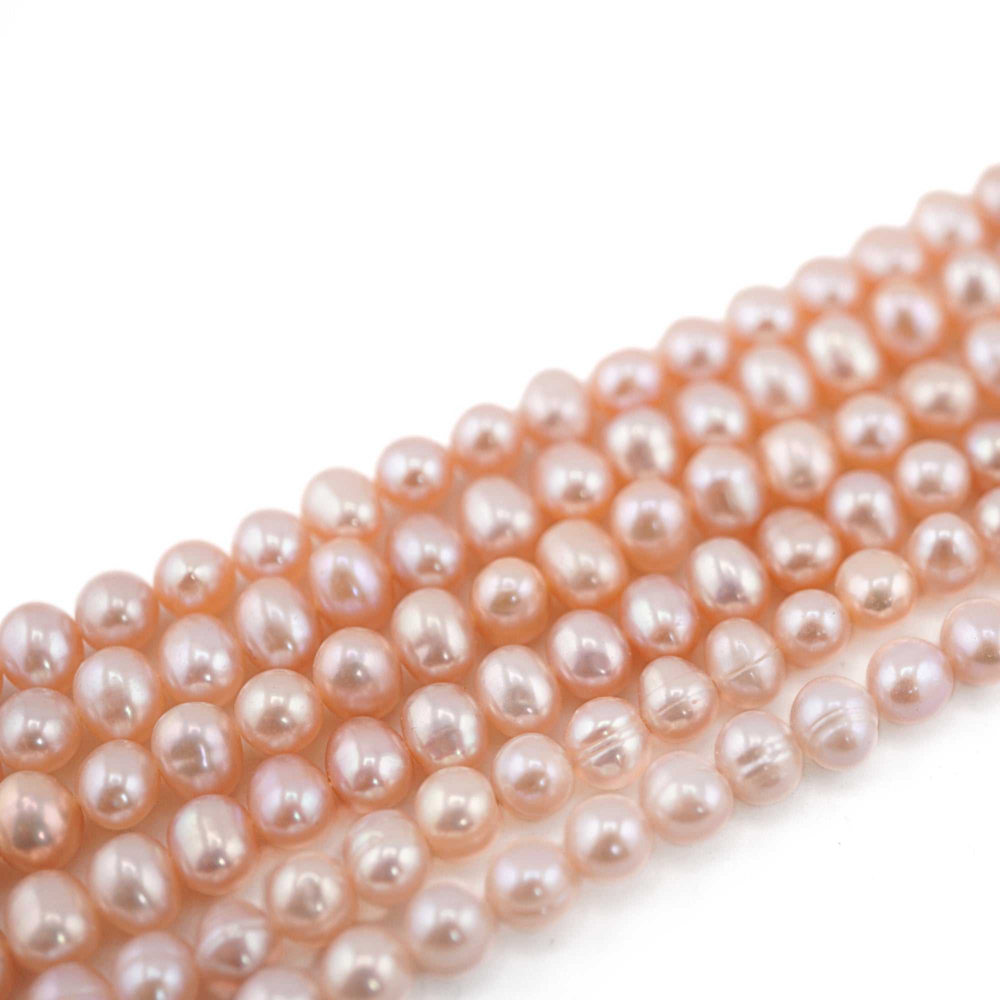 potato shape peach pearls stone beads