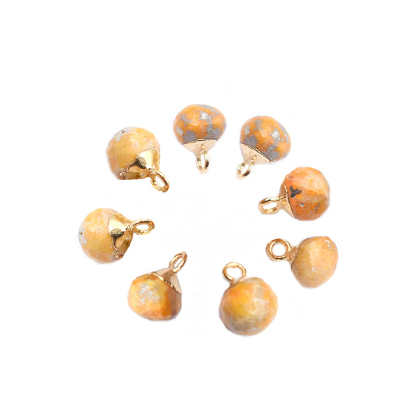 Bumble Bee Jasper 6 MM Onion Shape Gold Electroplated Pendant (Set Of 2 Pcs)