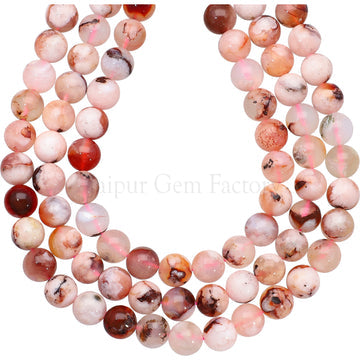 8 MM Cherry Blossom Agate Smooth Round Beads 14 Inches Strand