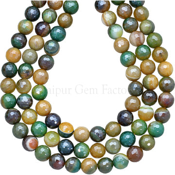 8 MM Mystic Coated Agate Faceted Round Beads 14 Inches Strand