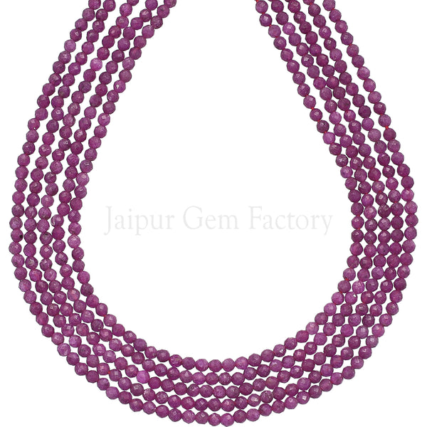 2-2.5 MM Ruby Faceted Round Beads