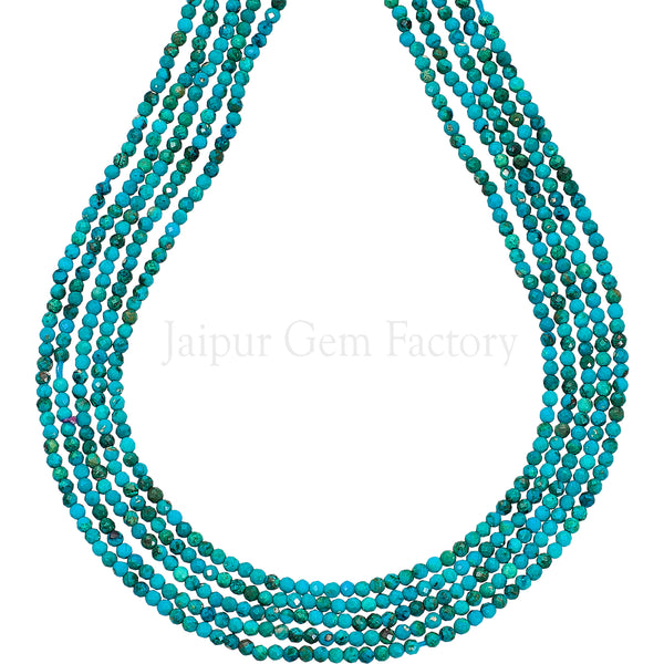 1.8-2.0 MM Chrysocolla Faceted Round Beads