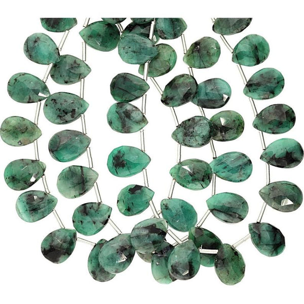 Raw Emerald 12X9 MM Faceted Pear Shape Beads Strand