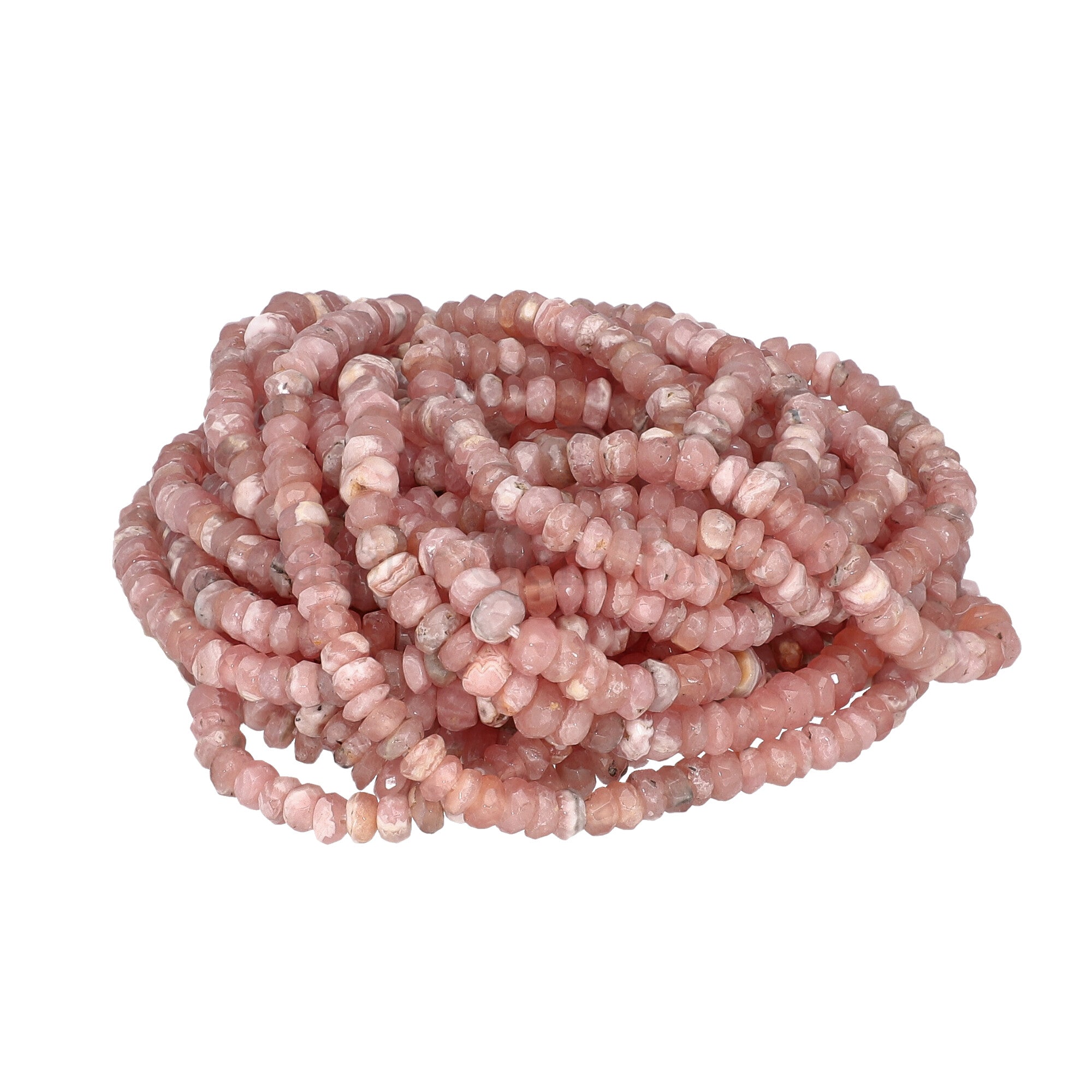Rhodochrosite Faceted Rondelle Shape Beads