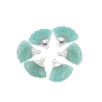 Silver electroplated amazonite feather charm