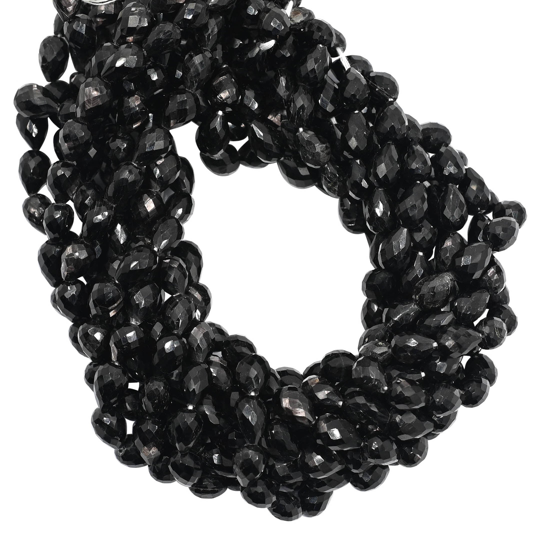 Black Onyx Faceted Teardrop Shape Gemstone 15 inches Strand Beads For Jewelry Making 9 X 6.5 MM