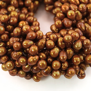 12x7 MM golden oval freshwater pearls

