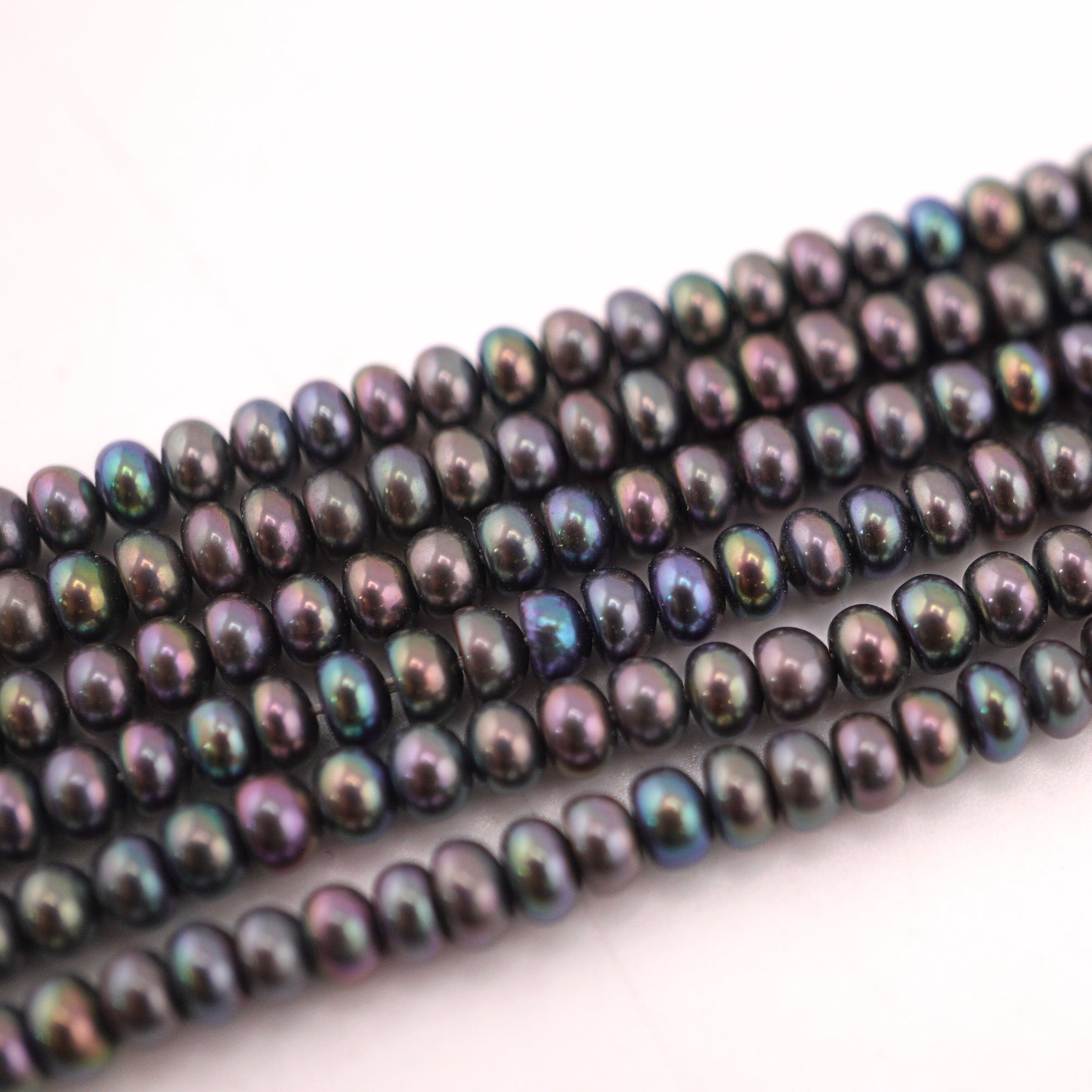 3MM Peacock Button Freshwater Pearl Bead Strands


