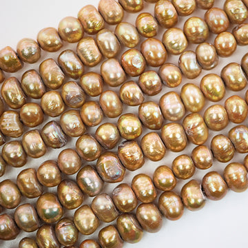 8x7 MM Freshwater Pearls Golden Beads

