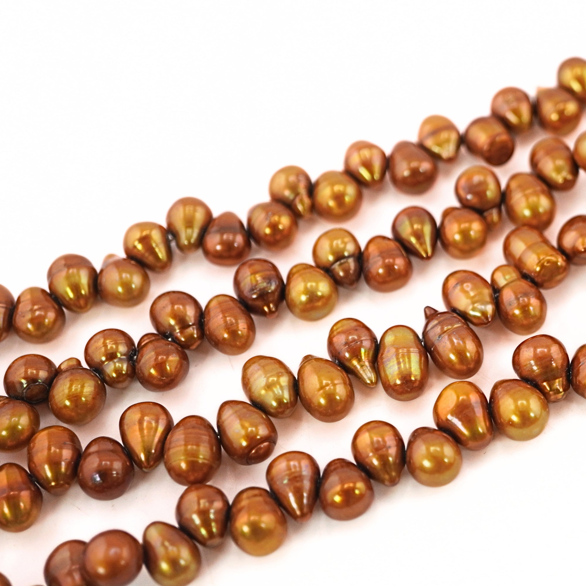 9x8 MM golden oval pearl beads strand


