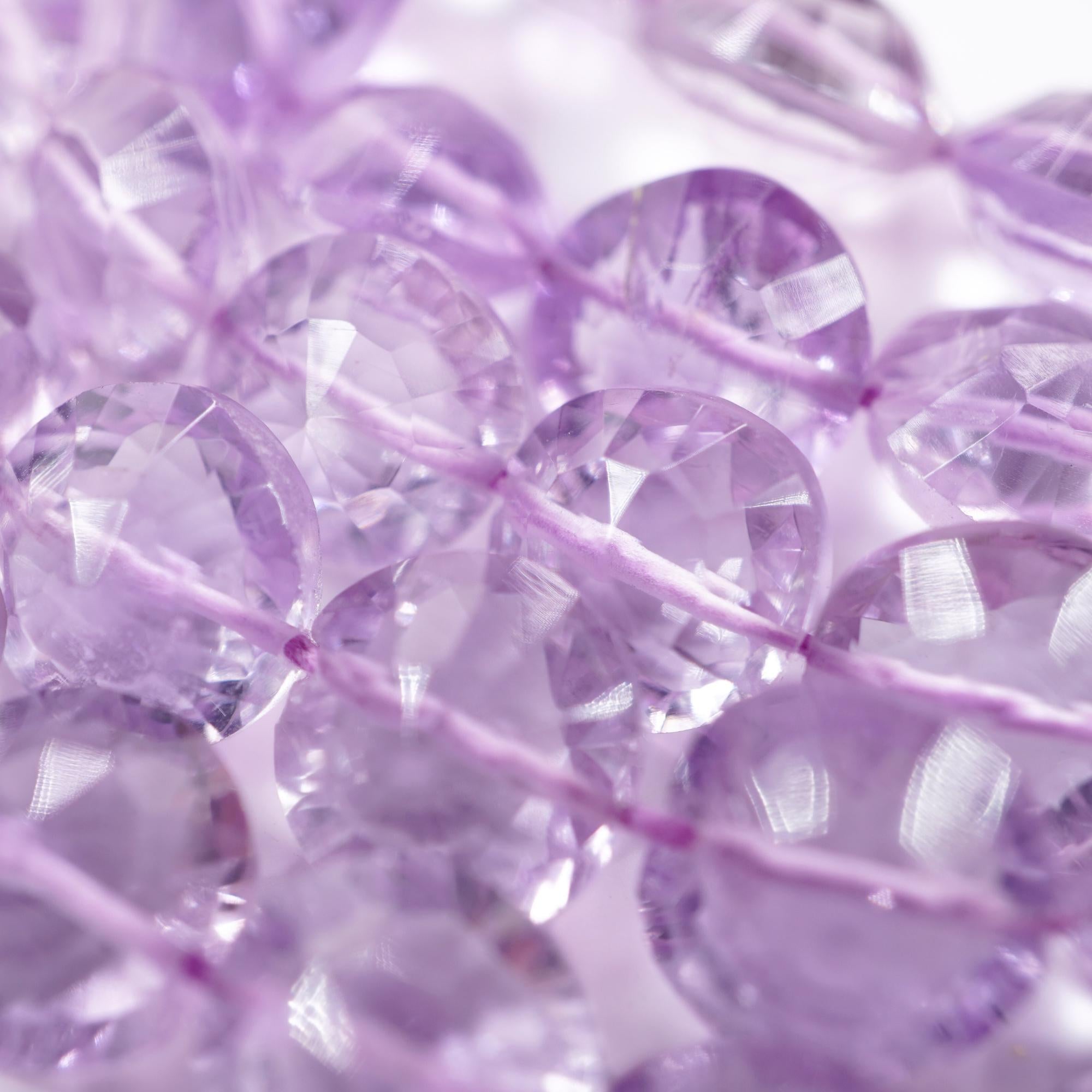 Amethyst Faceted Coin Shape Gemstone Strand Beads 