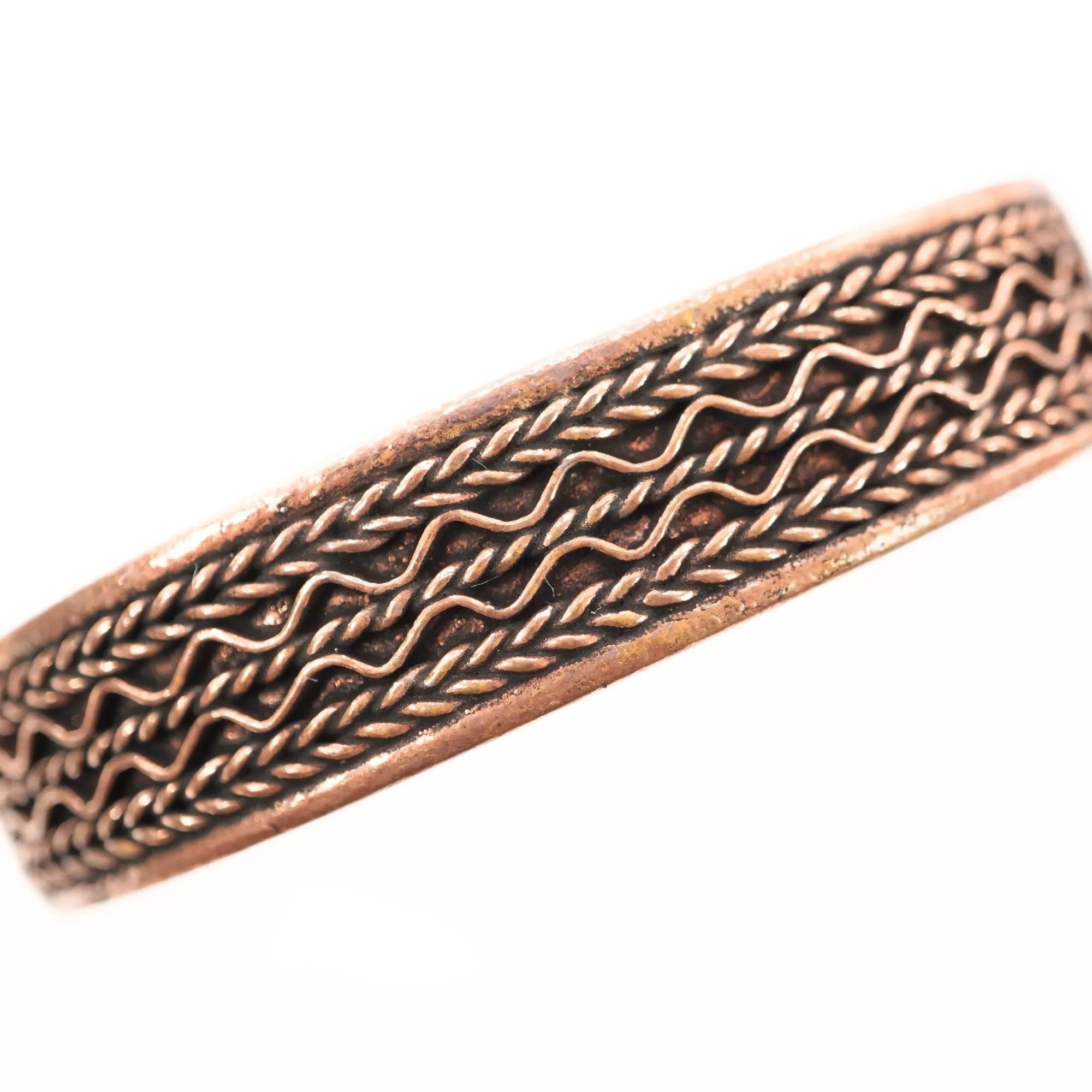 Antique Real Copper Bracelet Adjustable Cuff Bangle Viking