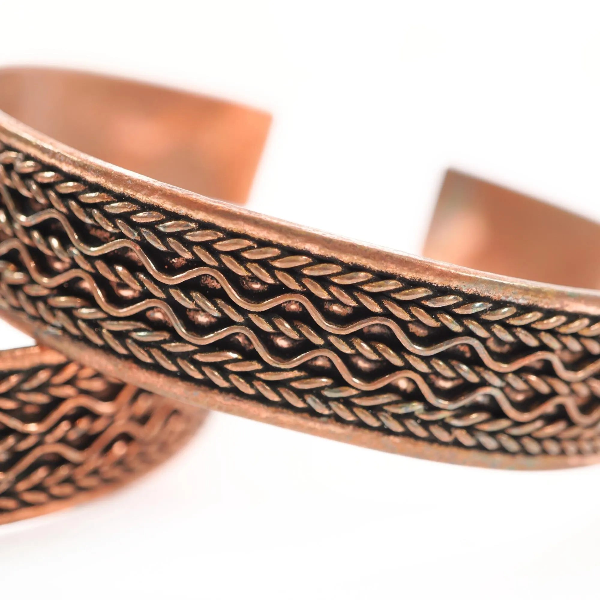 Antique Real Copper Bracelet Adjustable Cuff Bangle Viking
