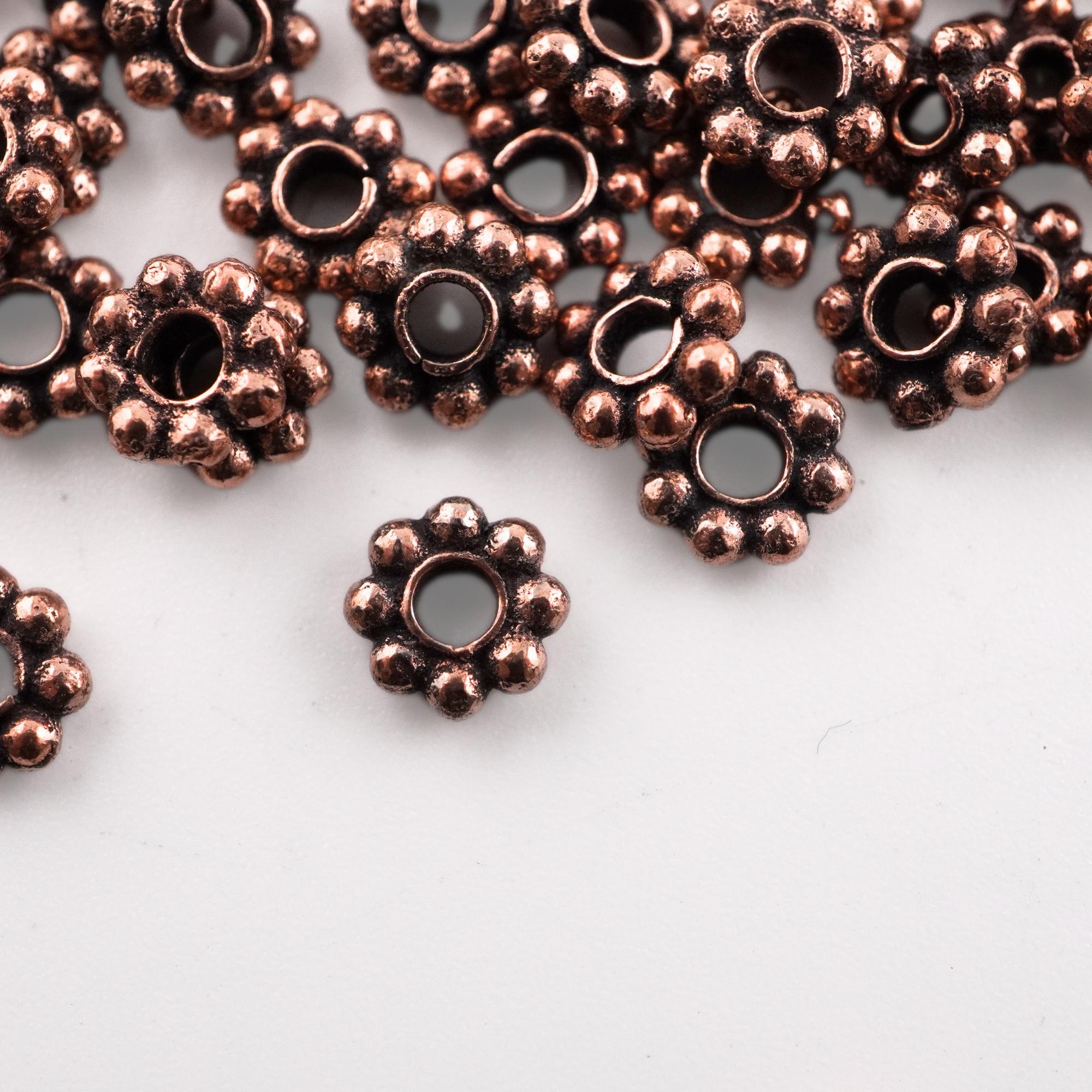 Antique copper flower beads for crafts

