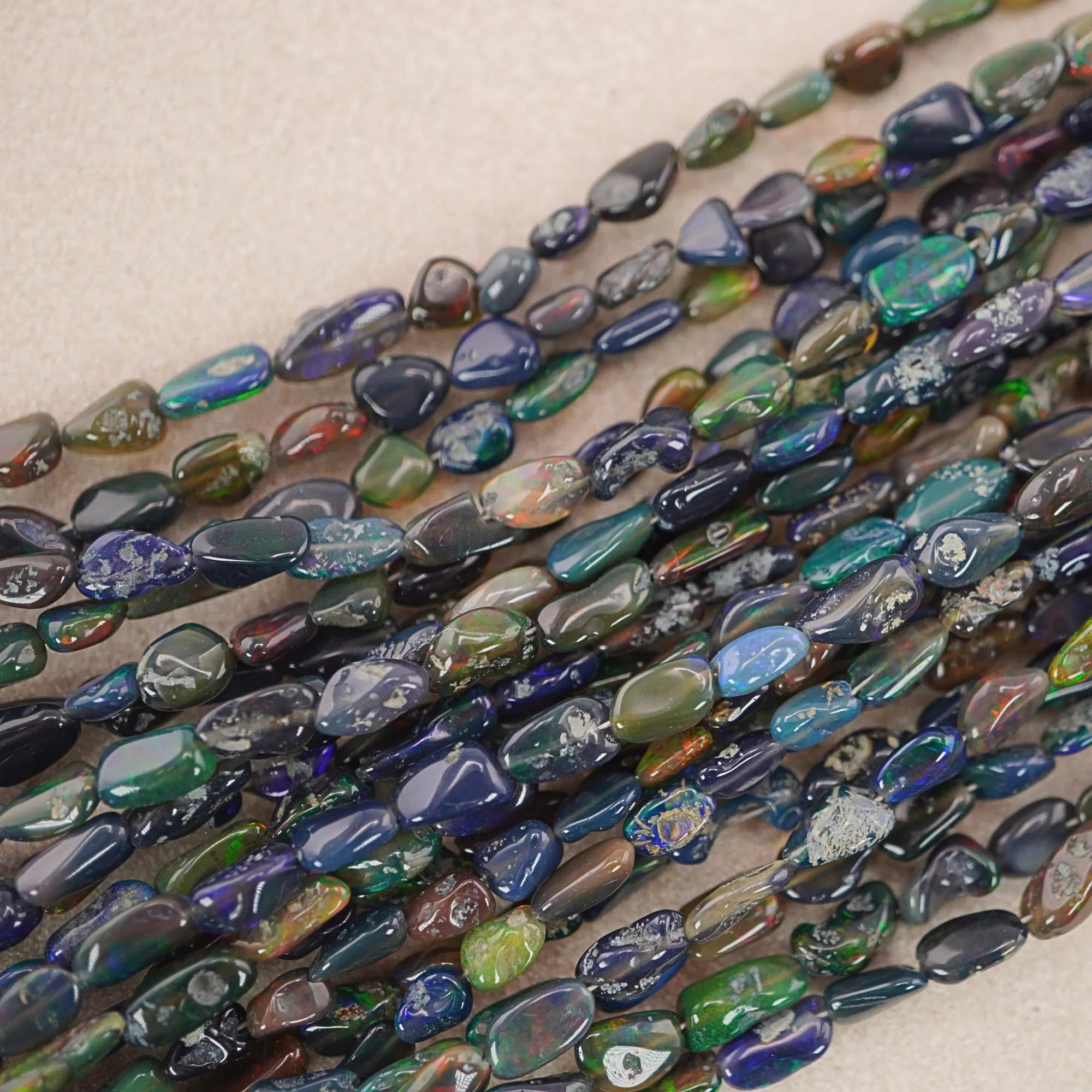 Black Ethiopian Opal Smooth Nugget Shape Loose Gemstone Beads Strand