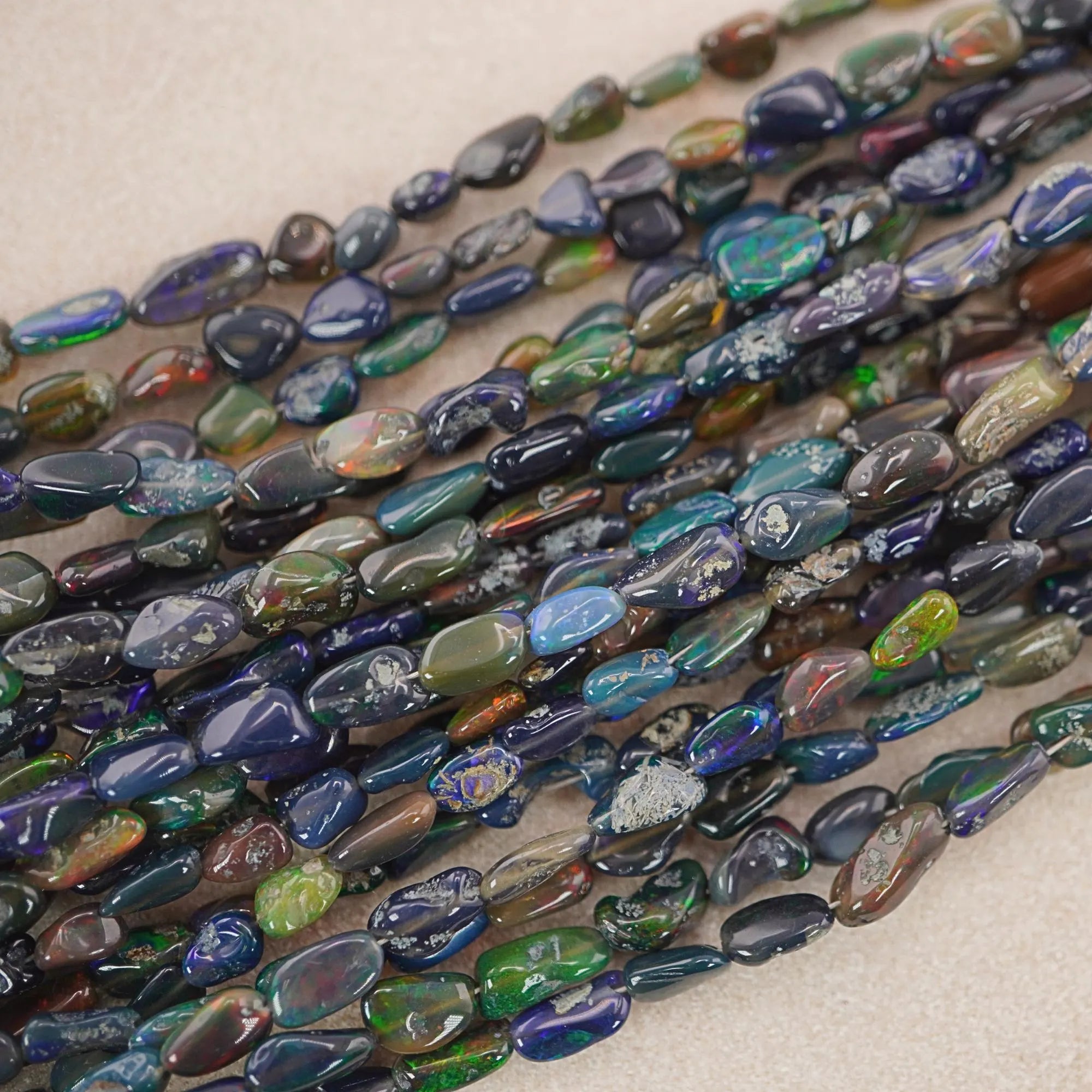 Black Ethiopian Opal Smooth Nugget Shape Loose Gemstone Beads Strand