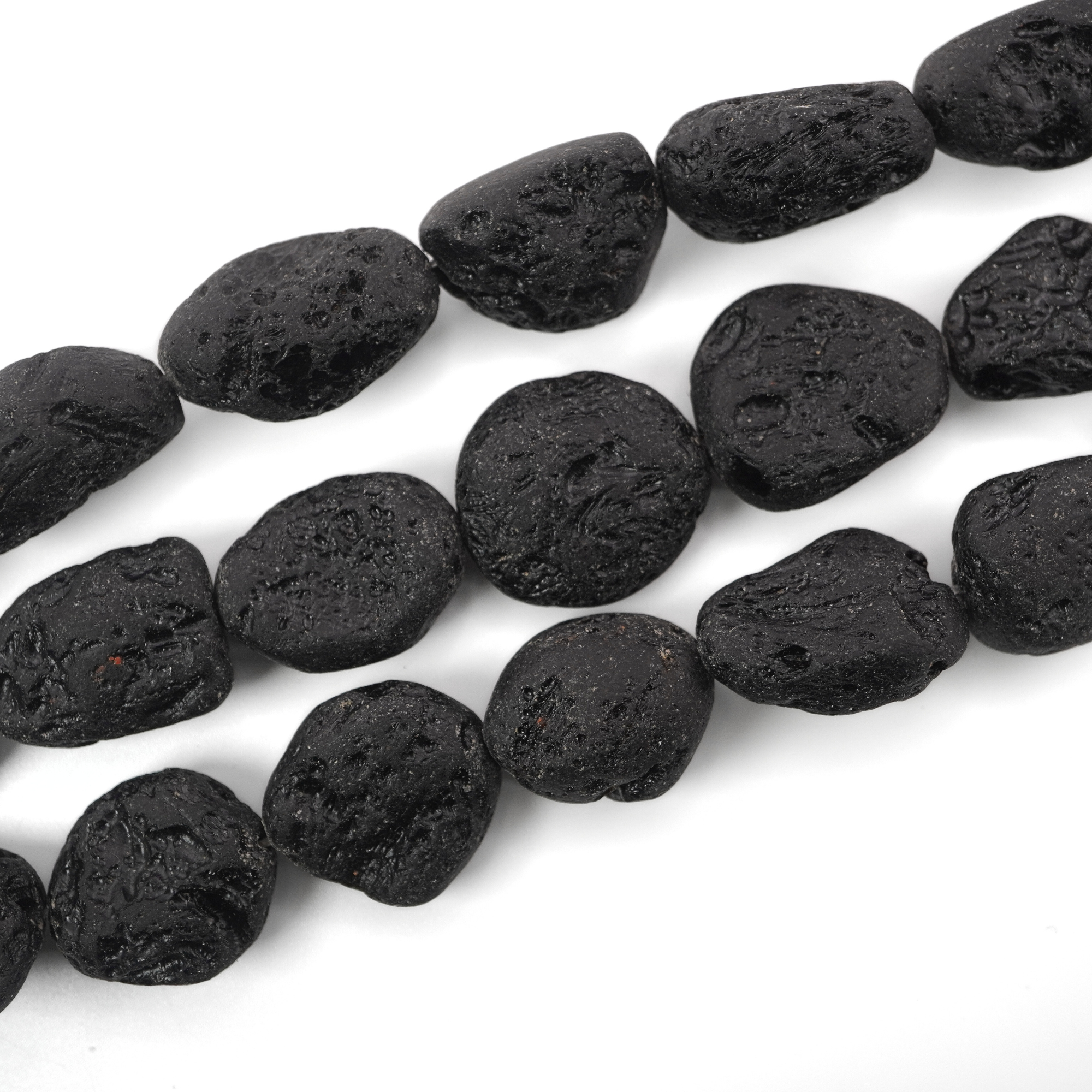 Black Tektite Nugget Shape Loose Gemstone Strand Beads 