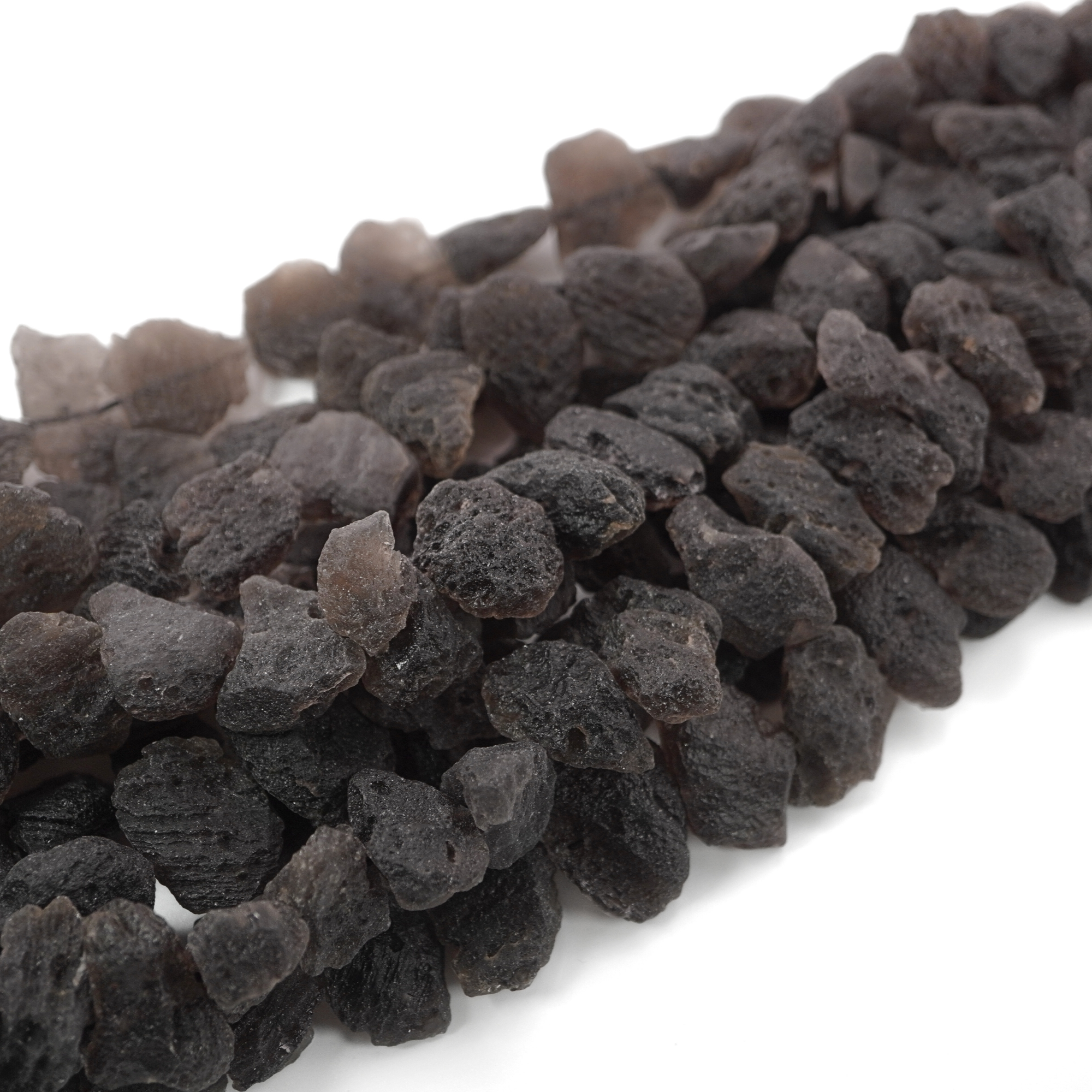 Black Tektite Side Drill Nugget Shape Gemstone Strand Beads 