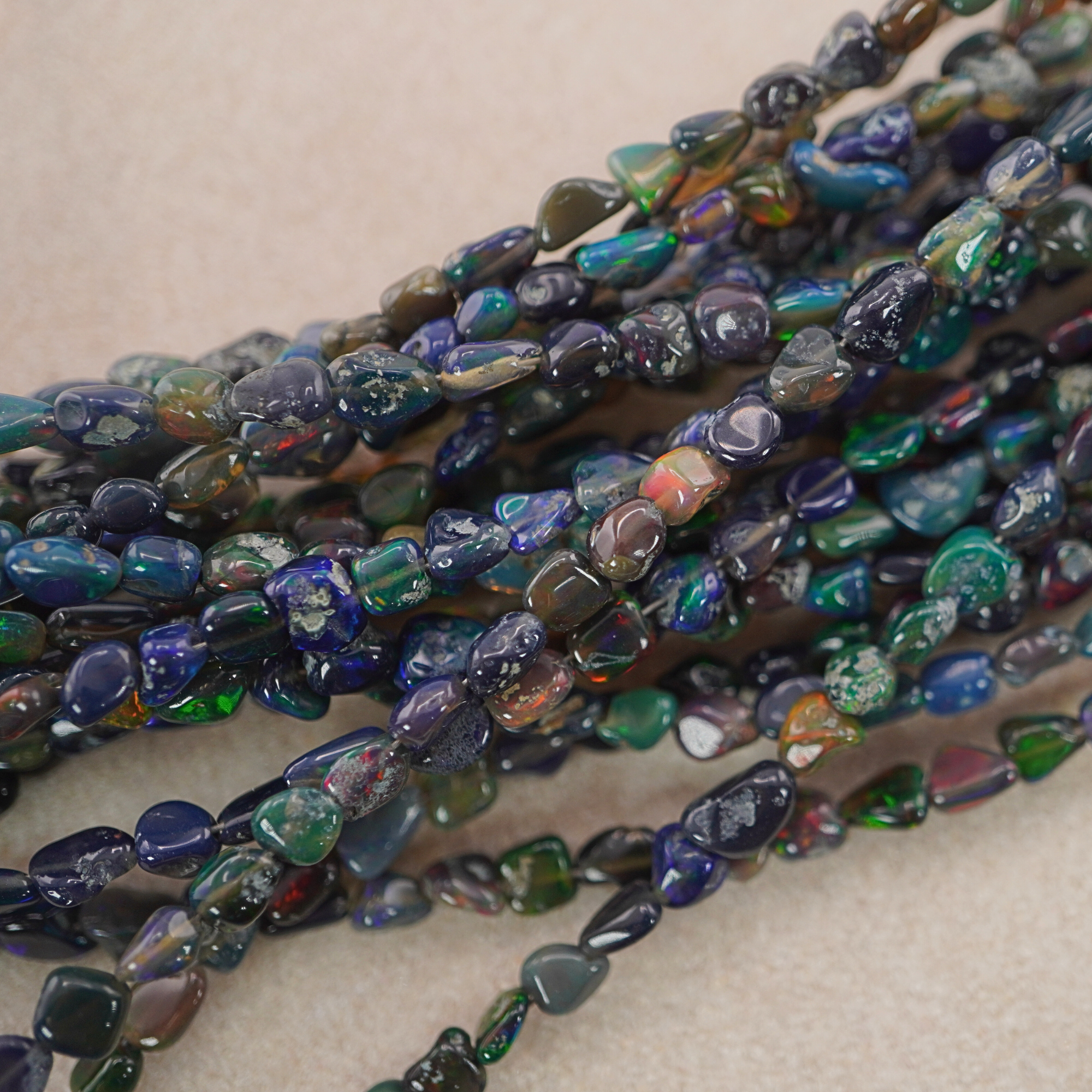 Black Ethiopian Opal Smooth Nugget Shape Loose Gemstone Beads Strand