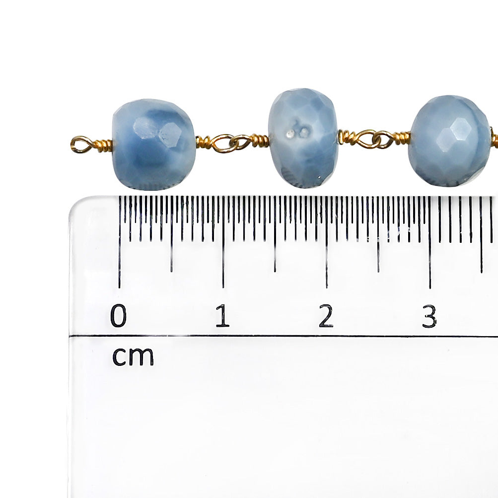 Blue Opal Wire Wrapped Beads Chain for Jewelry Making
