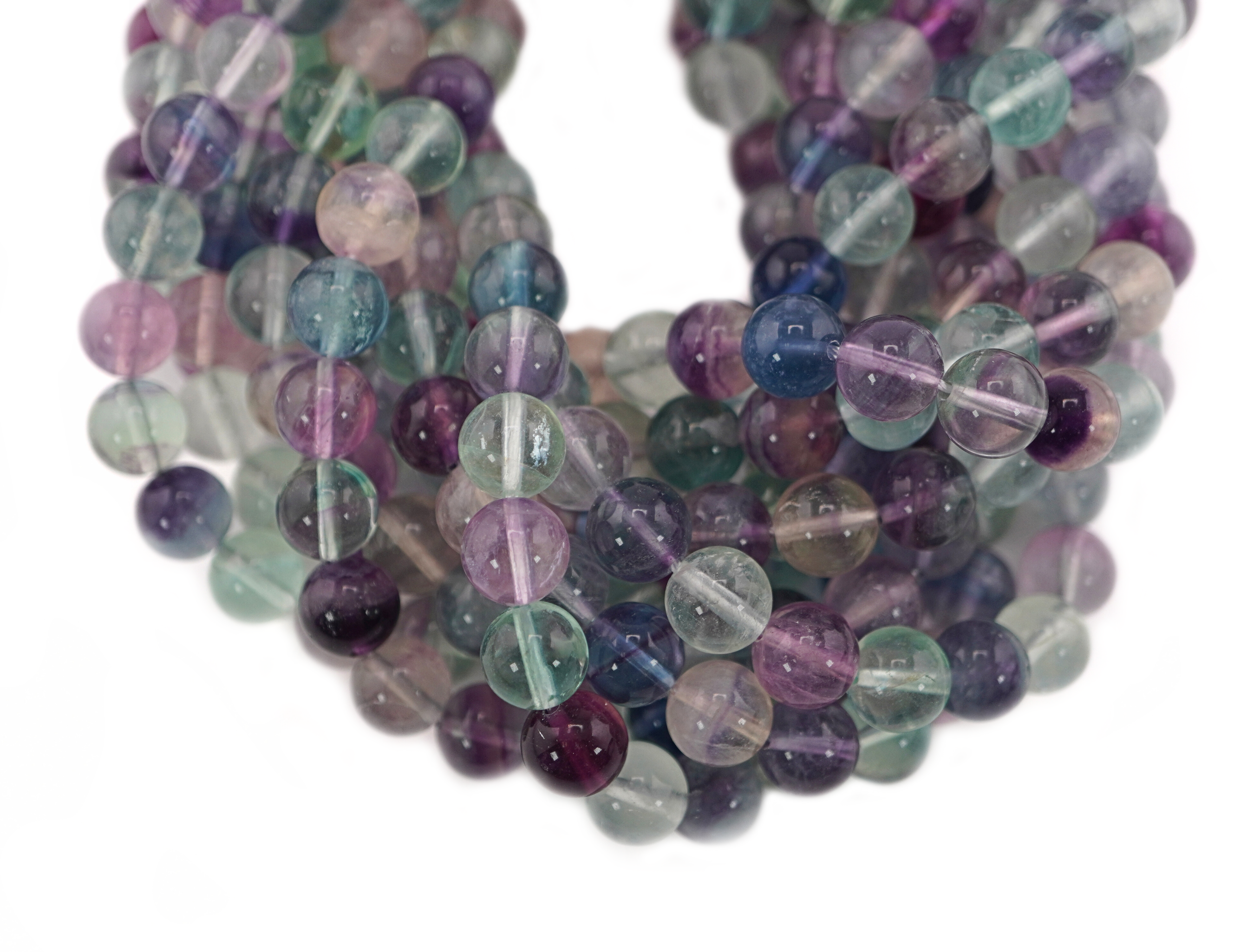 Rainbow Fluorite Smooth Round Shape Gemstone Strand Beads