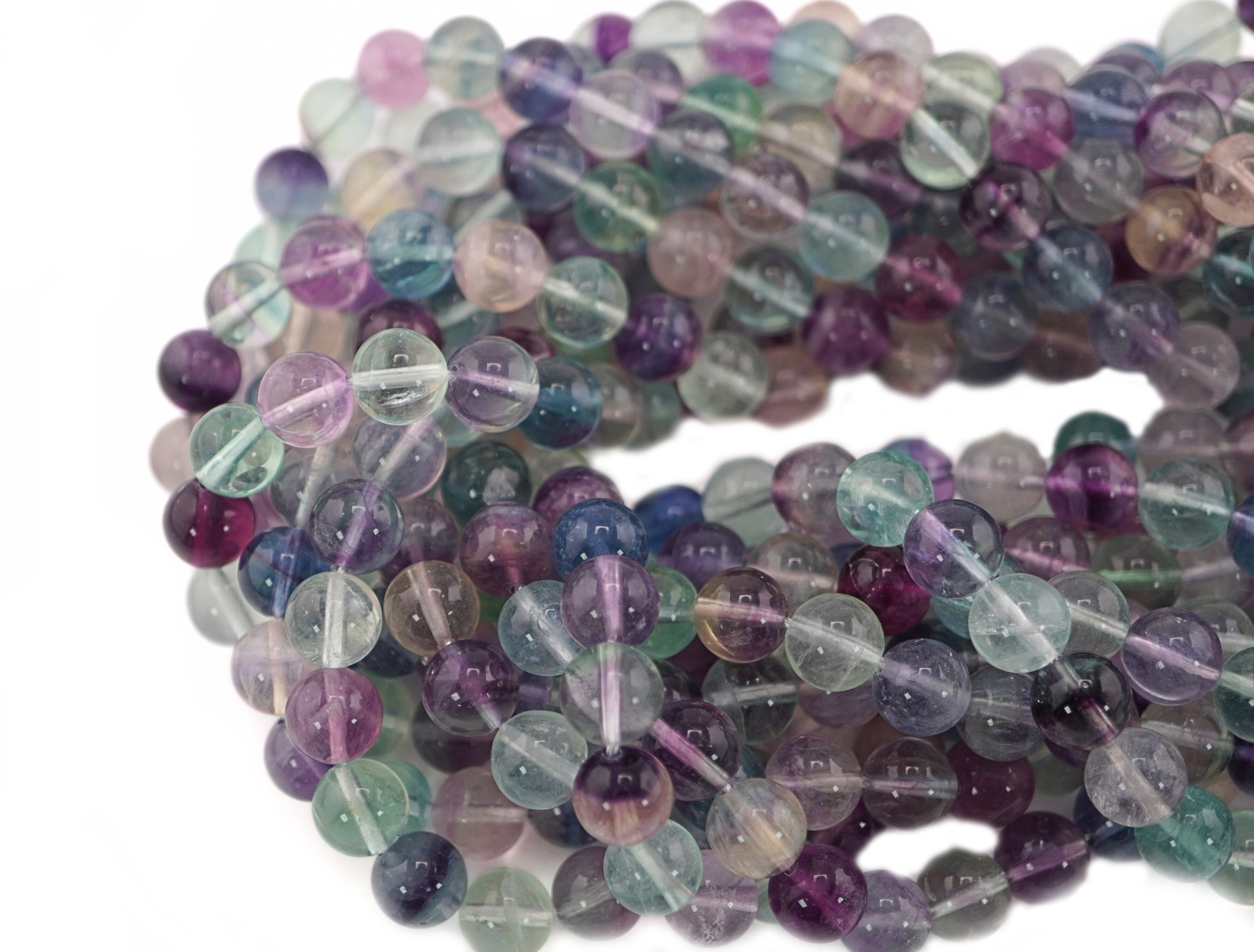 Rainbow Fluorite Smooth Round Shape Gemstone Strand Beads