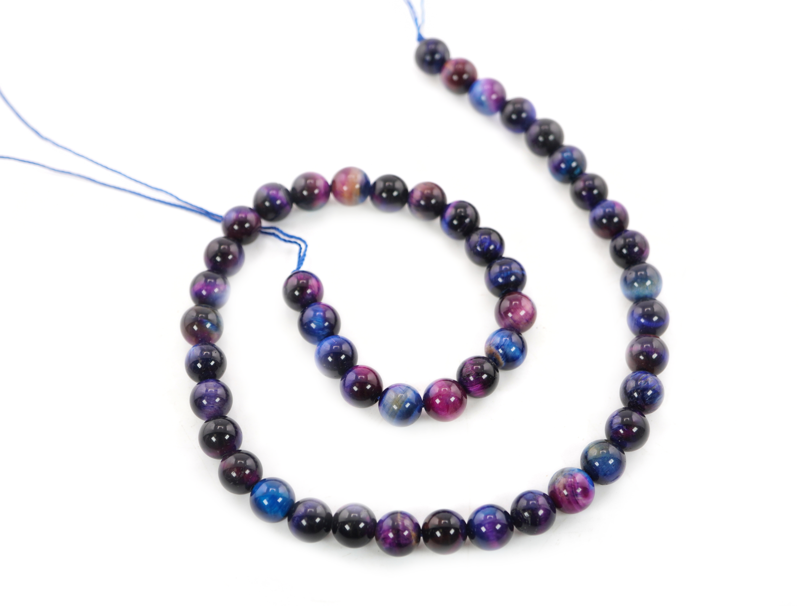  Galaxy Tiger Eye Smooth Round Shape Loose Gemstone Strand Beads