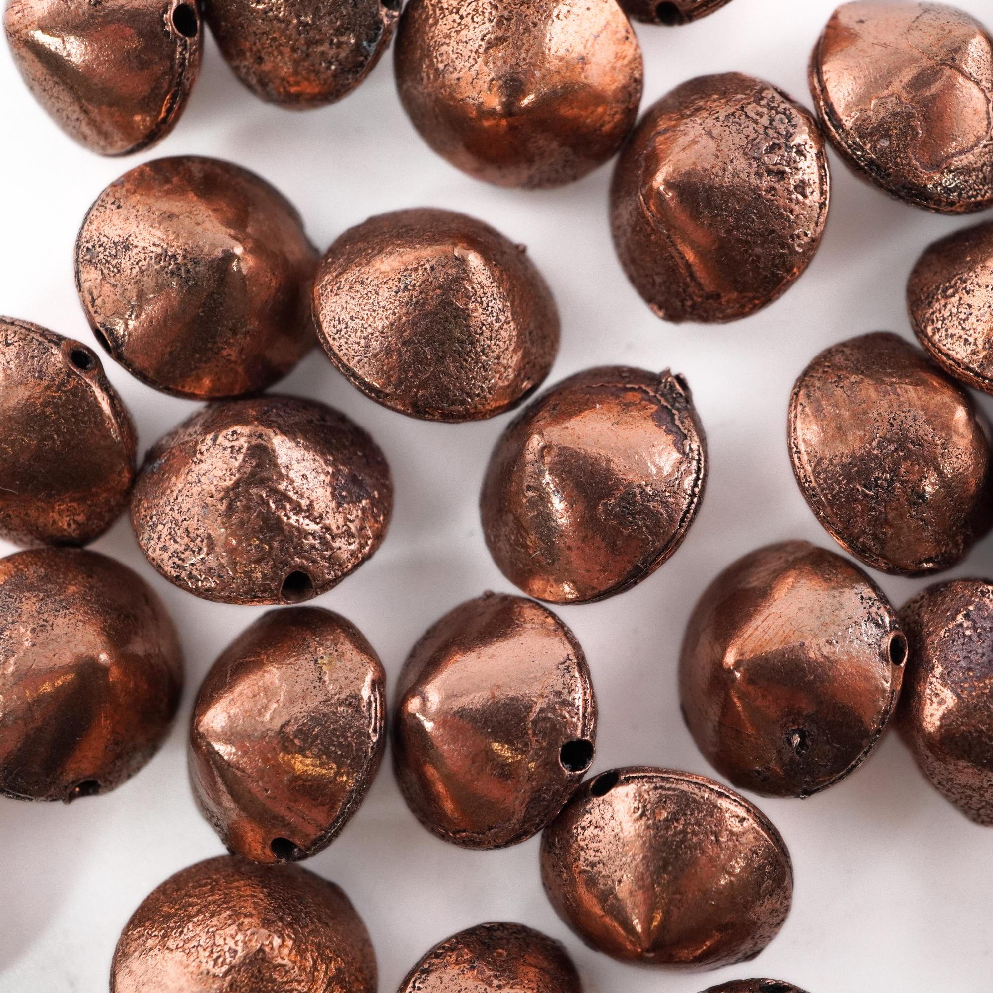 Antique Copper Saucer Shape Smooth Bead Saucer Beads For Boho Large Beaded 