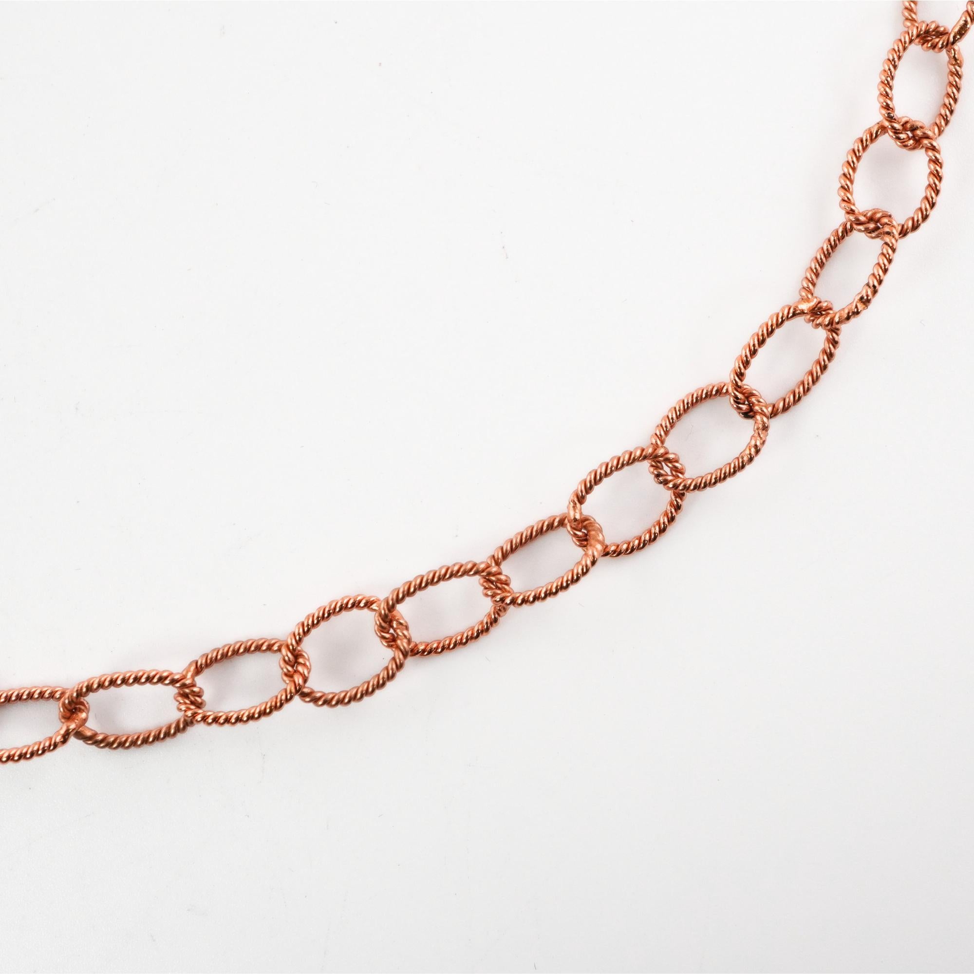 Copper Link Chain Oval Shape Necklace Antique Solid Copper Toggle Clasps Twisted Chain